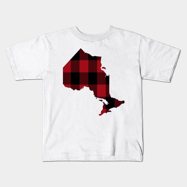 Ontario in Red Plaid Kids T-Shirt by somekindofguru